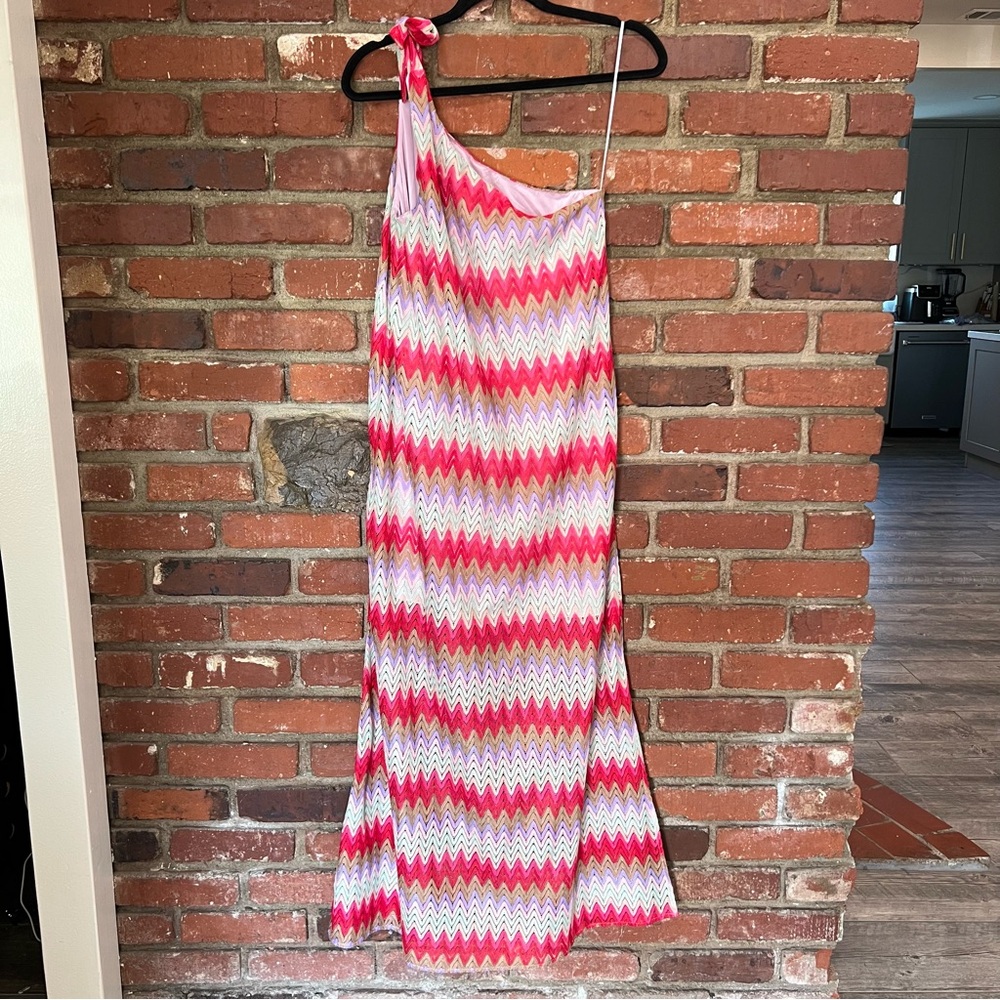 Show‎ Me Your Mumu Riviera Zigzag Crochet Boho One Shoulder Medium -MISSING BELT